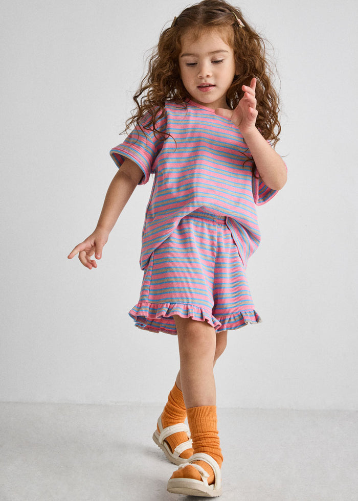 Waffle Striped Oversized Set - Pink Multi
