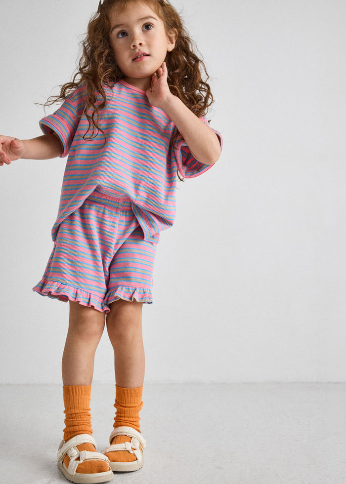 Waffle Striped Oversized Set - Pink Multi