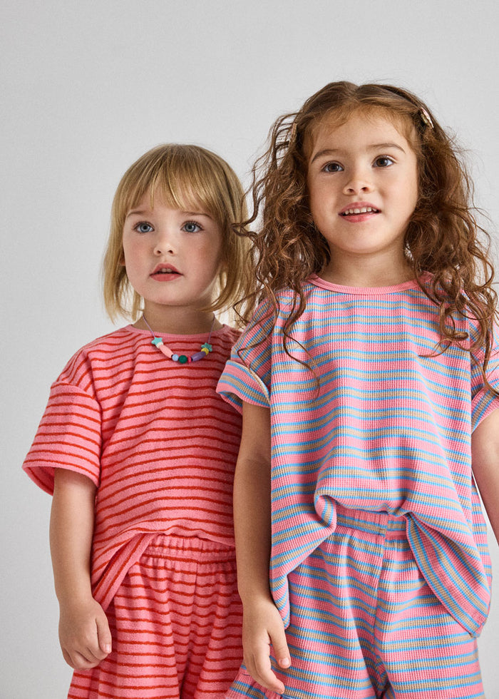 Waffle Striped Oversized Set - Pink Multi