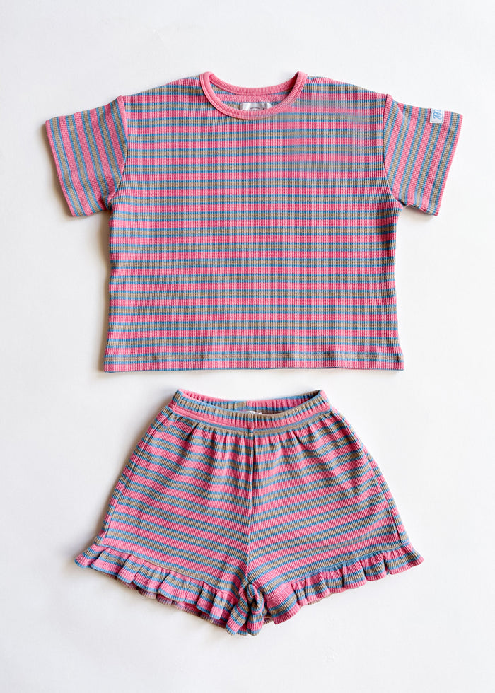Waffle Striped Oversized Set - Pink Multi