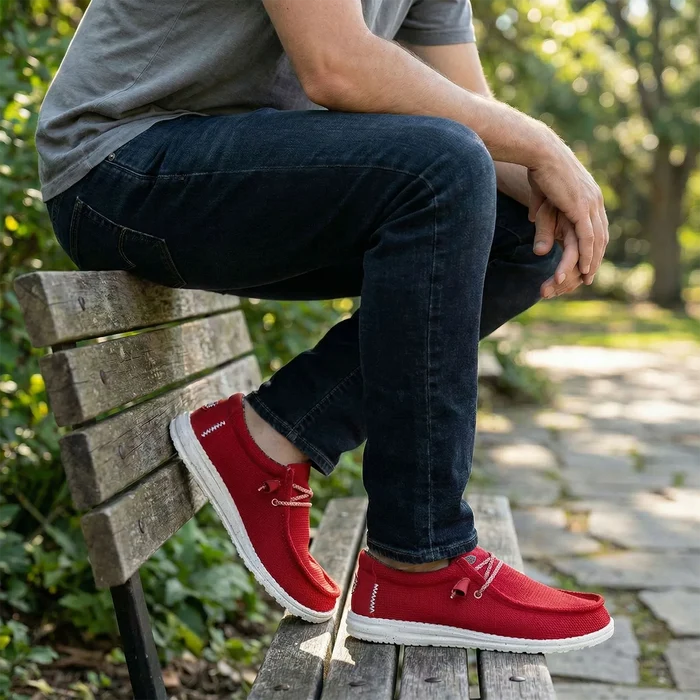 Wally Sport Mesh Heren Instappers Dark Red