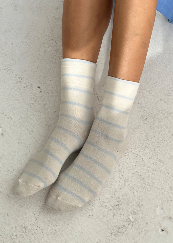 Wally Stripe Socks - Sky