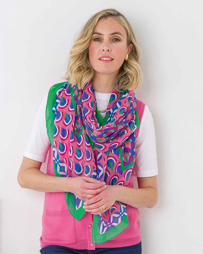 Willow Patterned Pure Cotton Scarf - Image 1 - The Classic Boutique