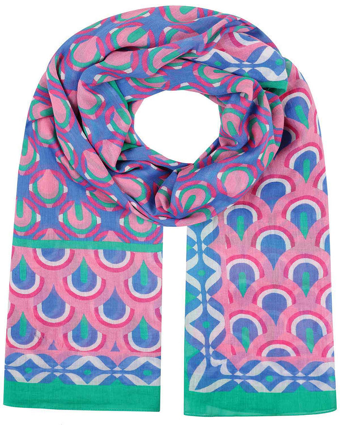 Willow Patterned Pure Cotton Scarf - Image 2 - The Classic Boutique