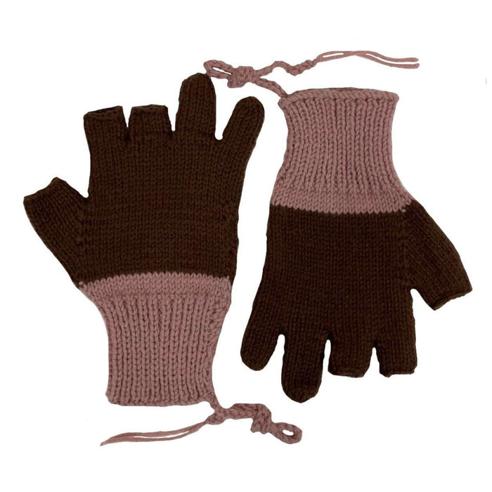 Woolen Gloves | 100 % Organic  Wool | Dark Salmon & Down Town Brown - Mojopanda Organic  Store