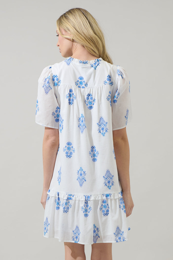 Yila Floral Kuna Tiered Mini Dress