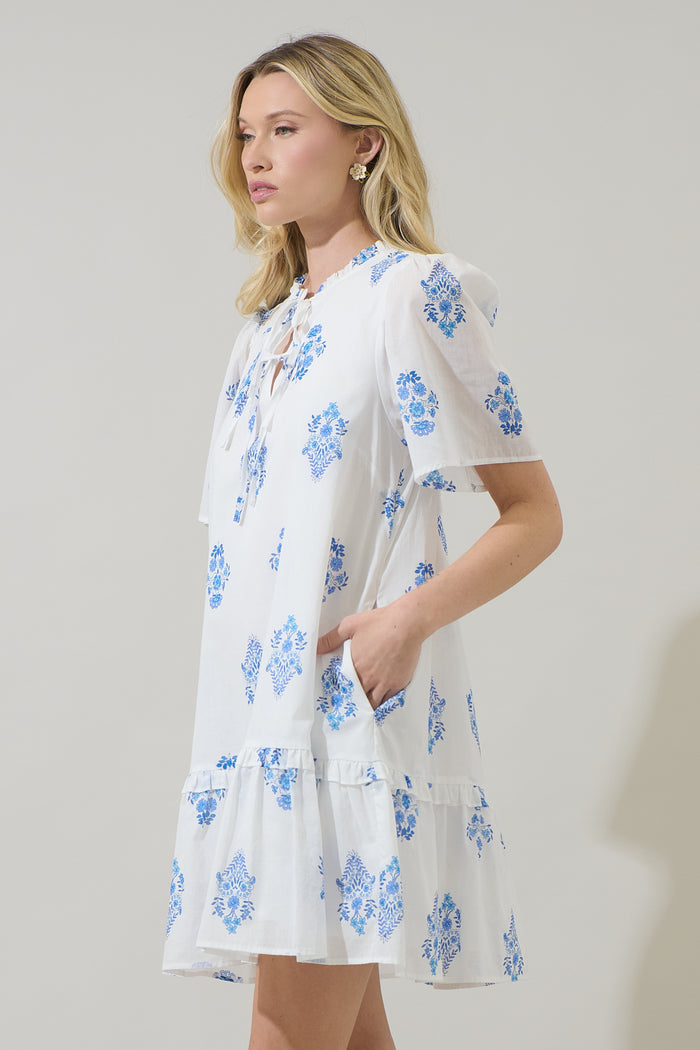 Yila Floral Kuna Tiered Mini Dress