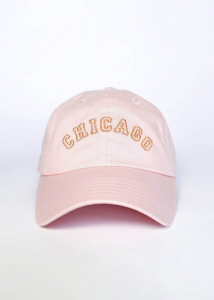 Youth Chicago Arch Dad Hat - Pink & Orange